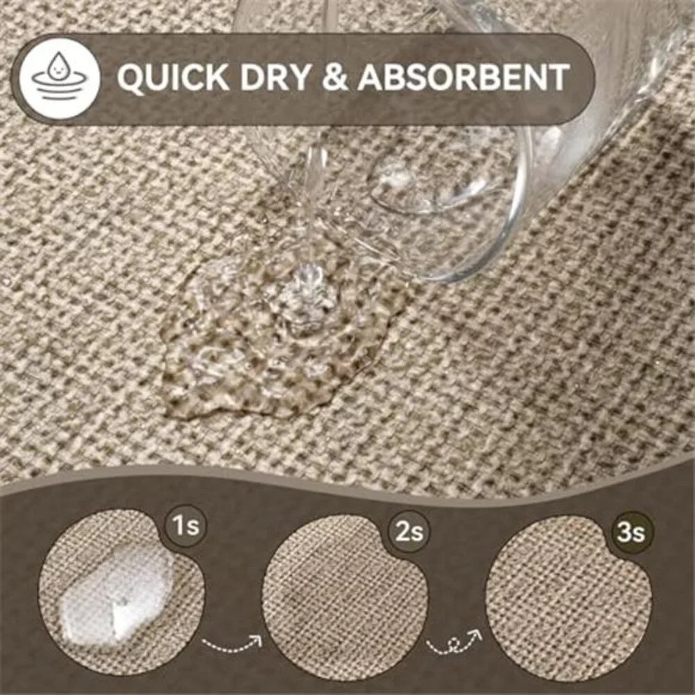 Half Circle Bath Mat Non Slip Thin Bathroom Rug Quick Dry Washable Brown Beige